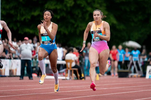 Malaika Mihambo (LG Kurpfalz, 80m Frauen, 1), Rosina Schneider (TV Sulz, 80m Frauen, 668), GER, Leichtathletik, Athletics, Internationales KOST Laeufermeeting, Pliezhausen, 17.05.2026, GER, Leichtathletik, Athletics, Internationales KOST Laeufermeeting, Pliezhausen, 17.05.2026 Pliezhausen Copyright: xStefanxMayerx EP_SMR