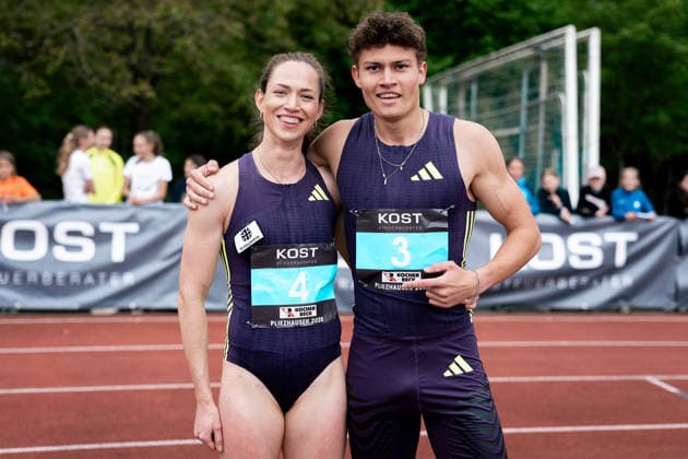 Eileen Demes (TV 1861 Neu-Isenburg, 300m Huerden Frauen, 4), Owe Fischer-Breiholz (Koenigsteiner LV, 300m Huerden Maenner, 3), GER, Leichtathletik, Athletics, Internationales KOST Laeufermeeting, Pliezhausen, 17.05.2026, GER, Leichtathletik, Athletics, Internationales KOST Laeufermeeting, Pliezhausen, 17.05.2026 Pliezhausen Copyright: xStefanxMayerx EP_SMR