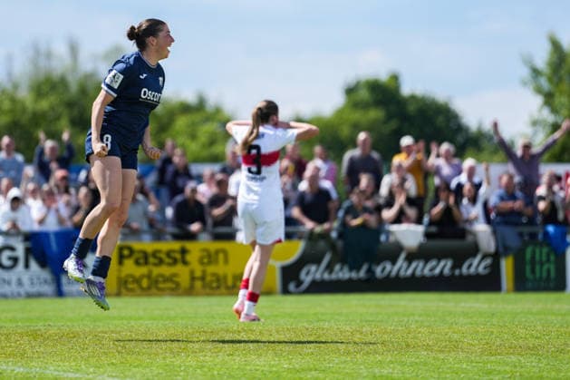 2. Frauen Bundesliga: SC Sand vs. VfB Stuttgart, 17.05.2026 Torjubel zum 2:1 durch Kim Schneider (SC Sand, 8) 2. Frauen Bundesliga: SC Sand vs. VfB Stuttgart, Adams Arena SC Sand, 17.05.2026 DFB DFL REGULATIONS PROHIBIT ANY USE OF PHOTOGRAPHS AS IMAGE SEQUENCES AND OR QUASI-VIDEO. Copyright: xBEAUTIFULxSPORTS Boscox