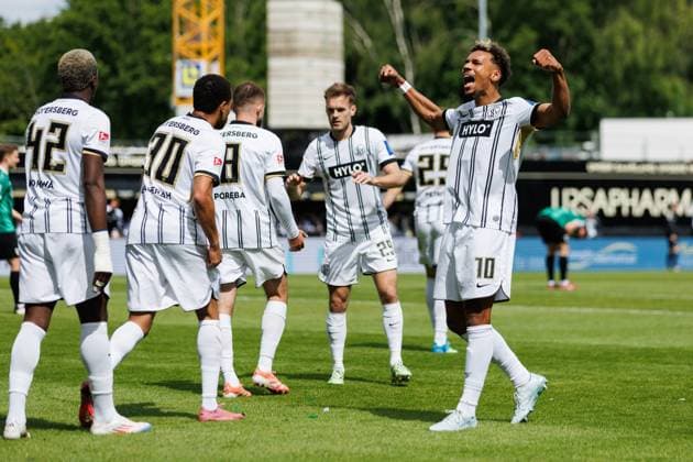 Bambase Conte (SV 07 Elversberg), bejubelt den Treffer zum 1:0, SV Elversberg vs SC Preussen Muenster, Fussball, 2. Bundesliga, 34. Spieltag, Saison 2025 2026, 17.05.2026 DFB regulations prohibit any use of photographs as image sequences and or quasi-video. SV Elversberg vs SC Preussen Muenster, Fussball, 2. Bundesliga, 34. Spieltag, Saison 2025 2026, 17.05.2026 Copyright: xEibner-Pressefoto AlexanderxNeisx EP_ANS