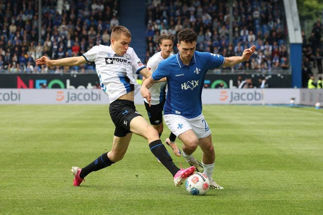 2026.05.17 xjfx 2.Bundesliga SV Darmstadt 98 - SC Paderborn v.l., Filip Bilbija (SC Paderborn), Sergio Lopez (SV Darmstadt 98), zweikampf, action, aktion, battles for the Ball (DFL DFB REGULATIONS PROHIBIT ANY USE OF PHOTOGRAPHS as IMAGE SEQUENCES and or QUASI-VIDEO)