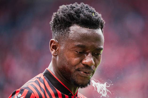 2. Bundesliga: Hannover 96 vs. 1. FC Nürnberg, 17.05.2026 Mustapha Bundu (Hannover 96, 7) spuckt; Fußball, 2. Bundesliga, 34. Spieltag: Hannover 96 vs. 1. FC Nürnberg am 17.05.2026 in der Heinz von Heiden Arena, Hannover DFL REGULATIONS PROHIBIT ANY USE OF PHOTOGRAPHS AS IMAGE SEQUENCES AND OR QUASI-VIDEO.