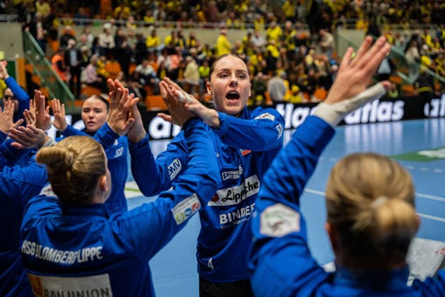 HSG Blomberg-Lippe (GER) vs. Borussia Dortmund (GER) Handball, 1. Handball Bundesliga Frauen, Finale, Spiel 1, 17.5.2026, Saision 2025 2026, Dortmund Andrea Jacobsen (HSG Blomberg-Lippe, 04) beim Aufwaermen Dortmund Sporthalle Wellinghofen Deutschland