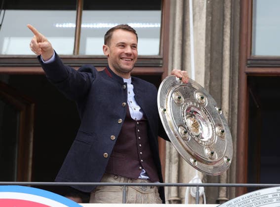 17.05.2026, Meisterfeier am Münchener Rathaus, Marienplatz Muenchen, im Bild: Manuel Neuer (FC Bayern Muenchen)
