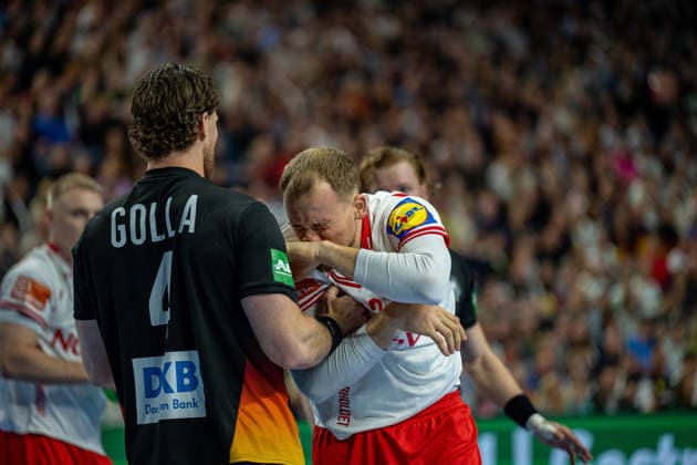 Mens Handball international match, Länderspiel, Nationalmannschaft Germany - Denmark. May 17, 2026 Johannes Golla (Germany Deutschland, 4), Simon Pytlick (Denmark, 43), ; Mens Handball International Match, Germany - Denmark. May 17, 2026 Copyright: xBEAUTIFULxSPORTS Erlhofx