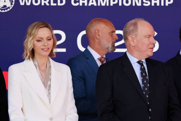 Charlene, Prinzessin von Monaco und Albert II, Prinz von Monaco auf dem Podium zum FE Rennen 2, FIA Formel E Weltmeisterschaft Saison 12, Monaco E- Prix, MonteCarlo, MC, 17.05.2026, FE