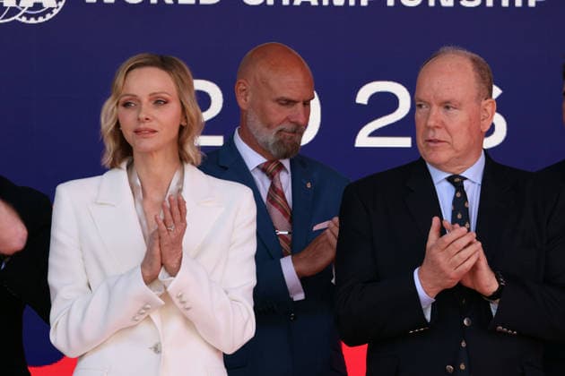 Charlene, Prinzessin von Monaco und Albert II, Prinz von Monaco auf dem Podium zum FE Rennen 2, FIA Formel E Weltmeisterschaft Saison 12, Monaco E- Prix, MonteCarlo, MC, 17.05.2026, FE