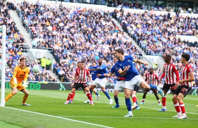 Robin Roefs of Sunderland saves from James Tarkowski of Everton Everton v Sunderland, Premier League, Football, Hill Dickinson Stadium, Liverpool, UK - 17 May 2026Liverpool Hill Dickinson Stadium United Kingdom EDITORIAL USE ONLY No use with unauthorised audio, video, data, fixture lists, club league logos or live services. Online in-match use limited to 120 images, no video emulation. No use in betting, games or single club league player publications. Copyright: xPaulxCurrie Shutterstockx 16877456aa