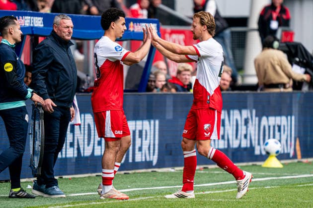 2026-05-17 FC Utrecht v Fortuna Sittard - Dutch Eredivisie UTRECHT, NETHERLANDS - MAY 17: Rafik El Arguioui of FC Utrecht enters the field for Dani de Wit of FC Utrecht during the Dutch Eredivisie match between FC Utrecht and Fortuna Sittard at Stadion Galgenwaard on May 17, 2026 in Utrecht, Netherlands. Utrecht Stadion Galgenwaard Netherlands Content not available for redistribution in The Netherlands directly or indirectly through any third parties. Copyright: xGabrielxCalvinoxAlonsox