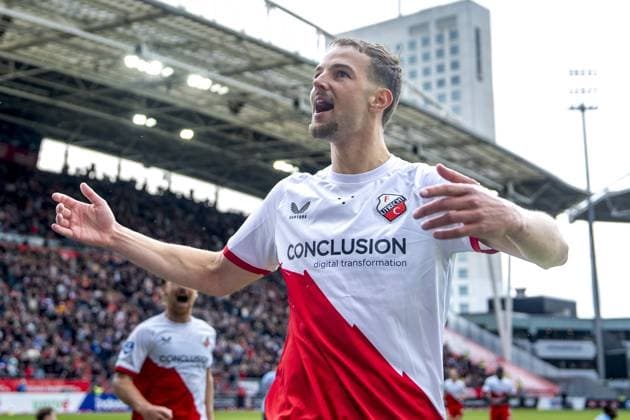 UTRECHT - David Min scores the 2-0 during the Dutch Eredivisie match between FC Utrecht and Fortuna Sittard at Galgenwaard Stadium on May 17, 2026, in Utrecht, the Netherlands. RONALD HOOGENDOORN ANP Eredivisie 2025-2026 xVIxANPxSportx xxANPxIVx 558552037 originalFilename: 558552037.jpg