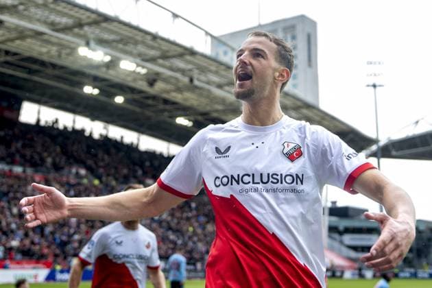 UTRECHT - David Min scores the 2-0 during the Dutch Eredivisie match between FC Utrecht and Fortuna Sittard at Galgenwaard Stadium on May 17, 2026 in Utrecht, the Netherlands. RONALD HOOGENDOORN ANP Eredivisie 2025-2026 xVIxANPxSportx xxANPxIVx 558552042 originalFilename: 558552042.jpg
