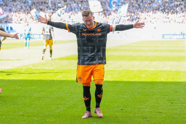 17.05.2026, xgox, Fussball - 2.Bundesliga 1.FC Magdeburg - 1.FC Kaiserslautern emspor, v.l. Jubel nach dem 0:1 durch Marlon Ritter (Kaiserslautern, 7) (DFL DFB REGULATIONS PROHIBIT ANY USE OF PHOTOGRAPHS as IMAGE SEQUENCES and or QUASI-VIDEO) Magdeburg