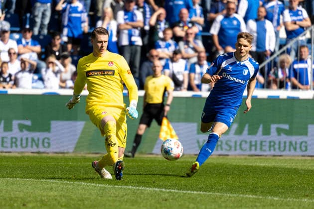 Deutschland: 2.Bundesliga, 34. Spieltag, Saison 2025 2026, 1.FC Magdeburg vs 1. FC Kaiserslautern Avnet Arena (Magdeburg) : Krahl Julian (1. FC Kaiserslautern, 1)