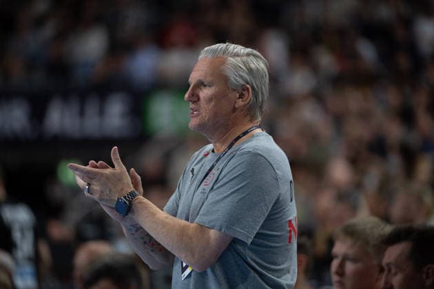 Mens Handball international match, Länderspiel, Nationalmannschaft Germany - Denmark. May 17, 2026 Nikolaj Bredahl Jacobsen (Coach Denmark); Mens Handball International Match, Germany - Denmark. May 17, 2026 Copyright: xBEAUTIFULxSPORTS Erlhofx