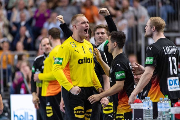 Mens Handball international match, Länderspiel, Nationalmannschaft Germany - Denmark. May 17, 2026 David Spaeth (Germany Deutschland, 1), ; Mens Handball International Match, Germany - Denmark. May 17, 2026 Copyright: xBEAUTIFULxSPORTS Erlhofx