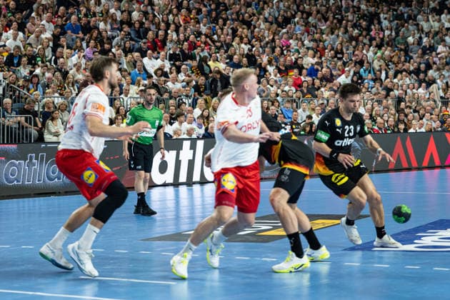 Mens Handball international match, Länderspiel, Nationalmannschaft Germany - Denmark. May 17, 2026 Renars Uscins (Germany Deutschland, 23), ; Mens Handball International Match, Germany - Denmark. May 17, 2026 Copyright: xBEAUTIFULxSPORTS Erlhofx