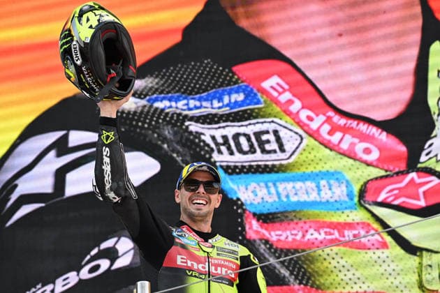 Fabio Di Giannantonio wins MotoGP Catalunya Grand Prix in Spain BARCELONA, SPAIN - MAY 17: Fabio Di Giannantonio of Italy riding the Pertamina Enduro VR46 Ducati (49) celebrates as he takes victory during the MotoGP of Catalonia at Circuit de Barcelona-Catalunya in Barcelona, Spain on May 17, 2026. Burak Akbulut Anadolu Barcelona Spain. Editorial use only. Please get in touch for any other usage.  Copyright: x2026xAnadoluxBurakxAkbulutx