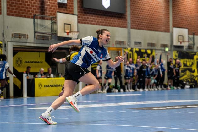 HSG Blomberg-Lippe (GER) vs. Borussia Dortmund (GER) Handball, 1. Handball Bundesliga Frauen, Finale, Spiel 1, 17.5.2026, Saision 2025 2026, Dortmund Ona Vegue (HSG Blomberg-Lippe, 14) jubelt nach einem Tor Dortmund Sporthalle Wellinghofen Deutschland