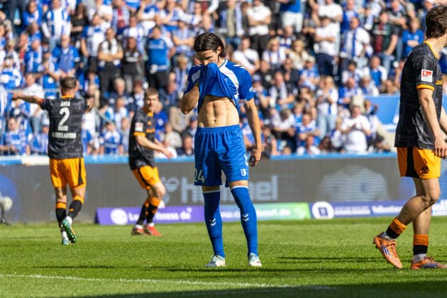 Deutschland: 2.Bundesliga, 34. Spieltag, Saison 2025 2026, 1.FC Magdeburg vs 1. FC Kaiserslautern Avnet Arena (Magdeburg) : Hugonet Jean (1. FC Magdeburg, 24)