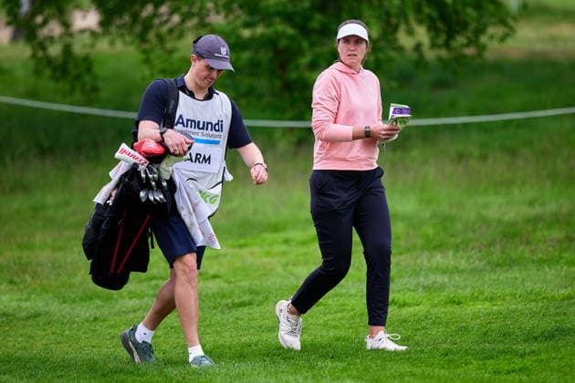 GER, Winsen (Luhe), Amundi German Masters, Ladies European Tour (LET), (14.05.-17.05.2026), Green Eagle Golf Courses, Round 4, Leonie Harm (Deutschland), Siegerin des AMUNDI German Masters, Runde 4, Samstag 17.05.2026,Runde 4, mit Caddy, GER, Winsen (Luhe), Amundi German Masters, Ladies European Tour (LET), (14.05.-17.05.2026), Green Eagle Golf Courses, Copyright: xClaudiusxRauchx