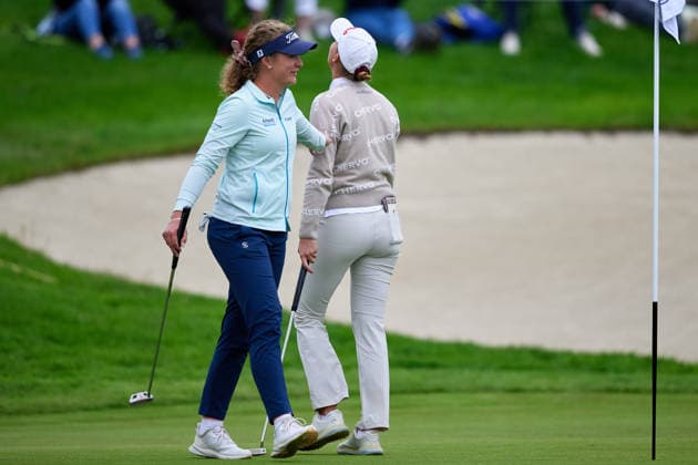 GER, Winsen (Luhe), Amundi German Masters, Ladies European Tour (LET), (14.05.-17.05.2026), Green Eagle Golf Courses, Round 4, Sara Kouskova (Czech Republic), Alexandra Foersterling (Germany), Loch 18, Runde 4, Samstag 17.05.2026, GER, Winsen (Luhe), Amundi German Masters, Ladies European Tour (LET), (14.05.-17.05.2026), Green Eagle Golf Courses, Copyright: xClaudiusxRauchx