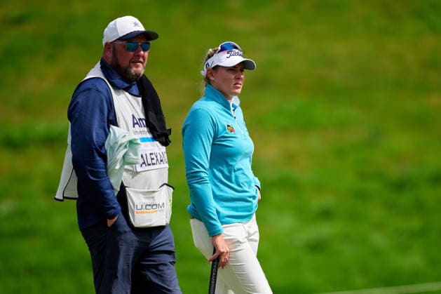 GER, Winsen (Luhe), Amundi German Masters, Ladies European Tour (LET), (14.05.-17.05.2026), Green Eagle Golf Courses, Round 4, Casandra Alexander (Southafrica), mit Caddy, Runde 4, Samstag 17.05.2026, GER, Winsen (Luhe), Amundi German Masters, Ladies European Tour (LET), (14.05.-17.05.2026), Green Eagle Golf Courses, Copyright: xClaudiusxRauchx