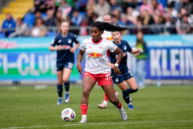 Delice Boboy (RBL, 17), am Ball, Aktion, Action, Spielszene, 17.05.2026, Sinsheim (Hoffenheim) (Deutschland), Fussball, Google Pixel Frauen-Bundesliga, TSG 1899 Hoffenheim - RB Leipzig, DFB DFL REGULATIONS PROHIBIT ANY USE OF PHOTOGRAPHS AS IMAGE SEQUENCES AND OR QUASI-VIDEO.