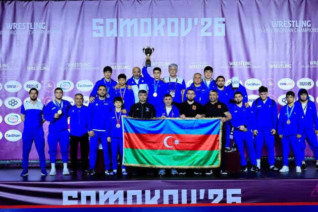 U17, U 17 Wrestling European Championships Podium Team FS - Silver Azerbaijan