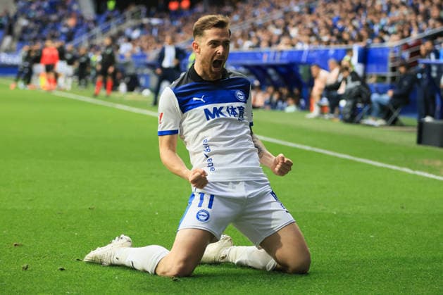 RECORD DATE NOT STATED ESP: LaLiga EA Sports Real Oviedo v Alaves Toni Martinez scores goal (0-1) for Alaves and celebrates his goal during LaLiga EA Sports, between Real Oviedo v Alaves played at Carlos Tartiere Stadium in Oviedo on May 17th, 2026 in Spain; Oviedo Spain Futbol Copyright: xAgenciaxLOFx