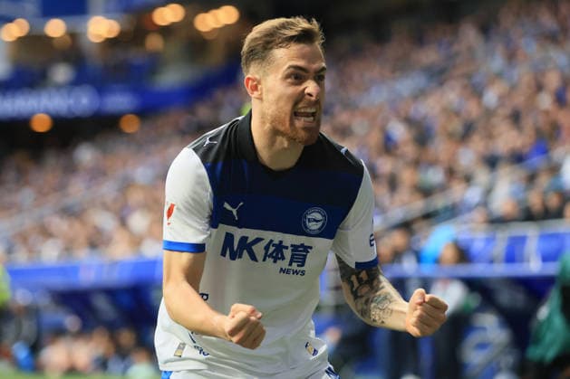 RECORD DATE NOT STATED ESP: LaLiga EA Sports Real Oviedo v Alaves Toni Martinez scores goal (0-1) for Alaves and celebrates his goal during LaLiga EA Sports, between Real Oviedo v Alaves played at Carlos Tartiere Stadium in Oviedo on May 17th, 2026 in Spain; Oviedo Spain Futbol Copyright: xAgenciaxLOFx