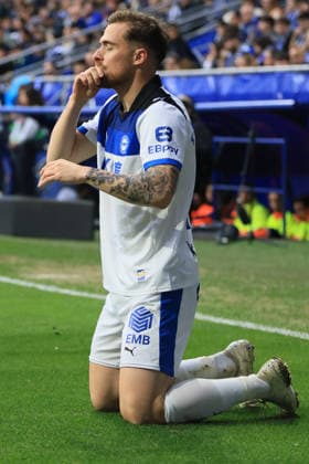 RECORD DATE NOT STATED ESP: LaLiga EA Sports Real Oviedo v Alaves Toni Martinez scores goal (0-1) for Alaves and celebrates his goal during LaLiga EA Sports, between Real Oviedo v Alaves played at Carlos Tartiere Stadium in Oviedo on May 17th, 2026 in Spain; Oviedo Spain Futbol Copyright: xAgenciaxLOFx