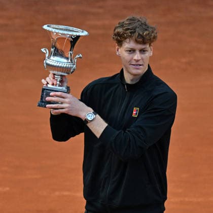 RECORD DATE NOT STATED 17th May 2026, Foro Italico, Rome, Italy; Italian Open Tennis; Jannik Sinner ITA lifts the mens singles trophy AllShotLive