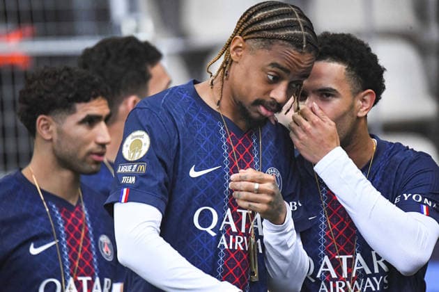 FOOTBALL : Paris FC vs Paris Saint Germain - Ligue 1 - JournÃ e 34 - 17 05 2026 Bradley Barcola (Paris SG) Warren Zaire-Emery (Paris SG) ParisFrance  Copyright: xBaptistexAutissierx