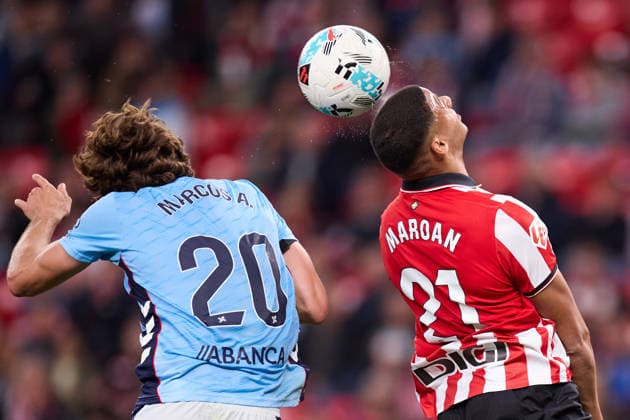 May 17, 2026, Bilbao, Vizcaya, SPAIN: Marcos Alonso of RC Celta de Vigo competes for the ball with Maroan Sannadi Harrouch of Athletic Club during the LaLiga EA Sports match between Athletic Club and RC Celta de Vigo at San Mames on May 17, 2026, in Bilbao, Spain. Athletic Club De Bilbao V RC Celta De Vigo - LaLiga EA Sports  - ZUMAa181 20260517_zaa_a181_312 Copyright: xRicardoxLarreinax