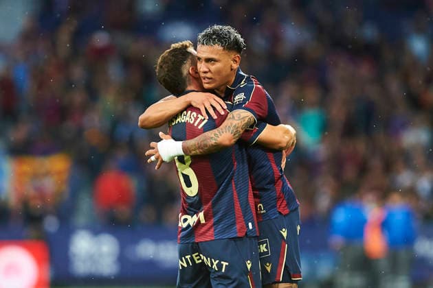 Kevin Arriaga (Levante UD) celebrates after scoring his team˜s second goal during the LaLiga EA Sports match between Levante UD and RCD Mallorca at Ciudad de Valencia on May 17, 2026 in Valencia, Spain. (Photo by Maria Jose Segovia DeFodi Images) -