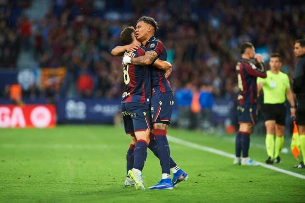 Kevin Arriaga (Levante UD) celebrates after scoring his team˜s second goal during the LaLiga EA Sports match between Levante UD and RCD Mallorca at Ciudad de Valencia on May 17, 2026 in Valencia, Spain. (Photo by Maria Jose Segovia DeFodi Images) -
