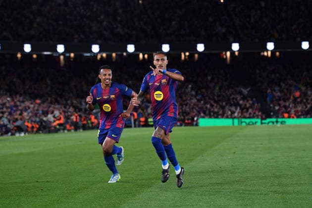 FC Barcelona, Barca v REAL BETIS SPOTIFY CAMP NOU. BARCELONA May 17,2026 FC BARCELONA vs REAL BETIS MAY 17, 2026 Raphina (11) of FC Barcelona celebrates scoring his team s first goal during the match between FC Barcelona and Real Betis corresponding to the thirty-seven day of La Liga EA Sports at at Spotify Camp Nou in Barcelona, Spain. Barcelona ESP Copyright: xS.xRosx