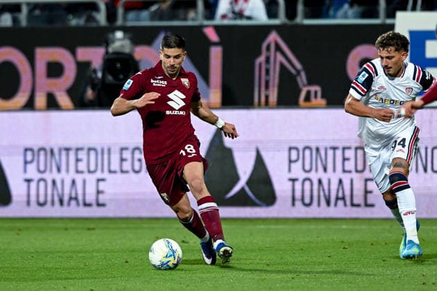 Torino s Giovanni Pablo Simeone Baldini in action during the Serie A soccer match between Cagliari Calcio and Torino at the Unipol Domus in Cagliari, Sardinia - Sunday 17th May. - Soccer  Copyright: x Â®xGianlucaxZuddas LaPressex