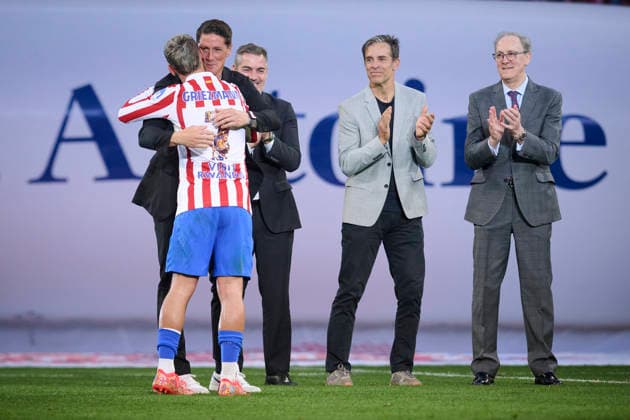 ATLETICO DE MADRID v GIRONA FC. LA LIGA 2025 2026. ROUND 37. Atletico de Madrid™s Antoine Griezmann (l) and Fernado Torres (r) is leaving the club as its all-time leading scorer after La Liga match. May 17 2026. (ALTERPHOTOS Ropero) MadridSpain  Copyright: xRoperox