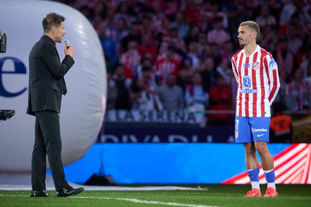 ATLETICO DE MADRID v GIRONA FC. LA LIGA 2025 2026. ROUND 37. Atletico de Madrid™s Antoine Griezmann (r) and coach Diego Pablo Cholo Simeone is leaving the club as its all-time leading scorer after La Liga match. May 17 2026. (ALTERPHOTOS Ropero) MadridSpain  Copyright: xRoperox