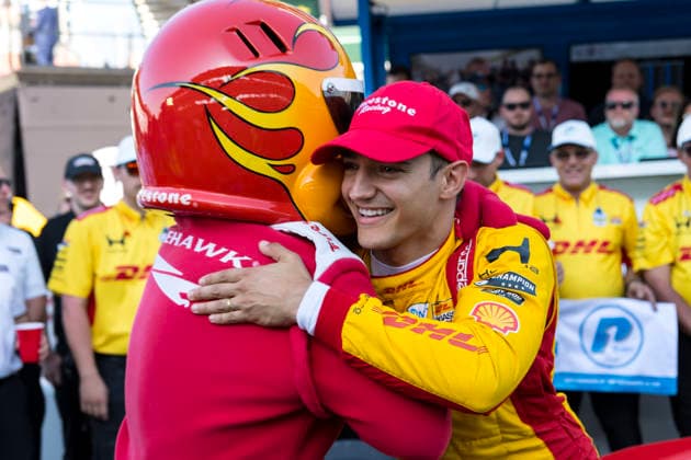 May 17, 2026, Speedway, Indiana, USA: NTT IndyCar, Indy Car, IRL, USA SERIES driver, {persons}, wins the pole award for the Indianapolis 500 at Indianapolis Motor Speedway in SPEEDWAY, Indiana, USA. NTT INDYCAR SERIES: May 17, 2026: Indianapolis 500: {Persons} 2 - ZUMAa161 20260517_aaa_a161_017 Copyright: xDavidxRxDahlxGrindstonexMediaxGrx