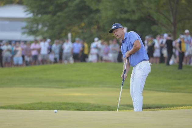Golf 2026 PGA, Golf Herren Championship - Round 4 Matti Schmid of Germany watches his putt on the 18th green during the 2026 PGA Championship at Aronimink Golf Club in Newtown Square, Pennsylvania, USA, 17 May 2026. Newtown Square New York United States  Copyright: xSTEVExFALKx