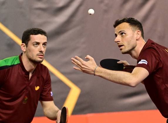 RECORD DATE NOT STATED Tiago Apolonia and Marcos Freitas from Portugal at WTT Feeder Lagos in Portugal. Tiago Apolonia and Marcos Freitas from Portugal competes in the WTT Feeder in Lagos, Portugal, on May 17, 2026. Lagos, Portugal Portugal