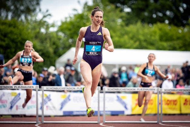 35. Internationales Läufermeeting; Pliezhausen, 17.05.2026 Eileen Demes (GER TV 1861 Neu-Isenburg) im 300m-Hürdenrennen der Frauen; 35. Internationales Läufermeeting am 17.05.2026 im Schönbuchstadion in Pliezhausen (Baden-Württemberg). Copyright: xBEAUTIFULxSPORTS R.xSchmittx