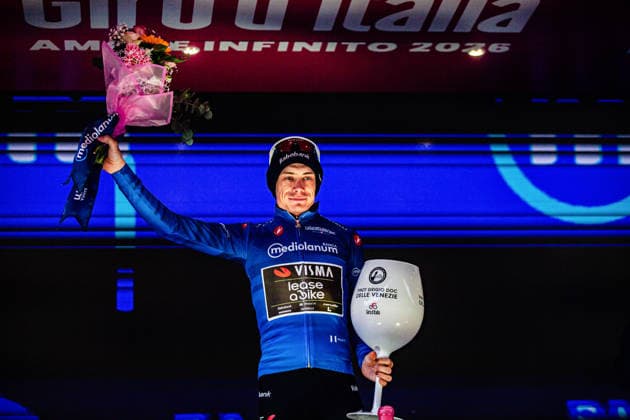 May 17, 2026, Lizzano In Belvedere, Italy: Jonas Vingegaard celebrates his best climber s jersey on the podium. The pink caravan crosses the peninsula. From the historic start in the Balkans to the ascent along the Apennines and the great Alpine peaks, the complete photographic story of the 109th edition. Giro D Italia-Stage9 Finish Line In Corno Alle Scale- Italy - 17 May 2026  - ZUMAs197 20260517_aaa_s197_440 Copyright: xCarloxVerganix