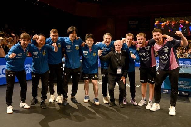 TT CL Hylo Final 4 Finale 1. FC Saarbrücken TT - Alliance Nimes - Montpellier am 17.05.2026 in der Saarlandhalle in Saarbrücken Die Mannschaft von Saarbrücken freut sich