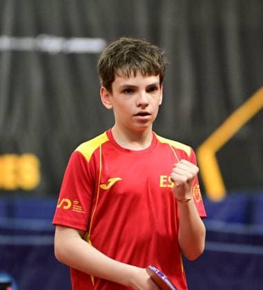 RECORD DATE NOT STATED 12 year old Ladimir Mayorov from Spain goes to the semi final from Spain at WTT Feeder Lagos in Portugal. 12 year old Ladimir Mayorov from Spain reach surprisingly the semi final in Mens Double with his comparative Albert Virardell at the WTT Feeder in Lagos, Portugal, on May 18, 2026. Lagos, Portugal Hessen Portugal
