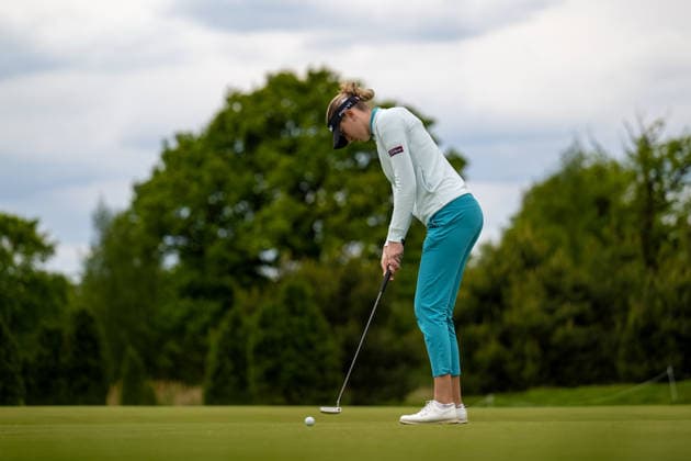 HAMBURG, GERMANY - MAY 17: Chiara Noja of Germany putting on the 11th hole during the final round of the Amundi German Masters at Green Eagle Golf Courses on May 17, 2026 in Hamburg, Germany. Credit: Andy Astfalck NurPhoto Germany Copyright: xAndyxAstfalckx