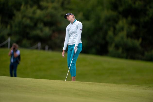 HAMBURG, GERMANY - MAY 17: Chiara Noja of Germany pitching onto the green of the 11th hole during the final round of the Amundi German Masters at Green Eagle Golf Courses on May 17, 2026 in Hamburg, Germany. Credit: Andy Astfalck NurPhoto Germany Copyright: xAndyxAstfalckx