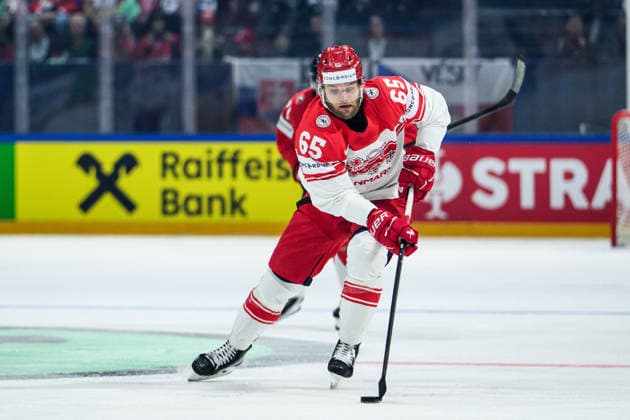 260518 Christian Wejse of Denmark during the 2026 IIHF Ice hockey, Eishockey World Championship, WM, Weltmeisterschaft match between Canada and Denmark on May 18, 2026 in Fribourg. Photo: Jesper Zerman BILDBYRAN kod JZ JZ0718 ishockey ice hockey ishockey-vm 2026 vm 2026 iihf world championship kanada canada danmark denmark canada kanada bbeng danmark denmark Copyright: JESPERxZERMAN BB260518JZ072